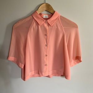 Women’s Wilfred Cropped Shear Blouse, Coral, Size XS.